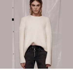 All Saints Jago Crew Neck Jumper Sweater Cream Wool Alpaca Blend Size XS